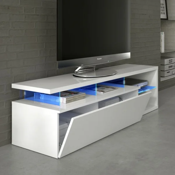 Mobile porta tv 150x43cm moderno bianco lucido Lumina