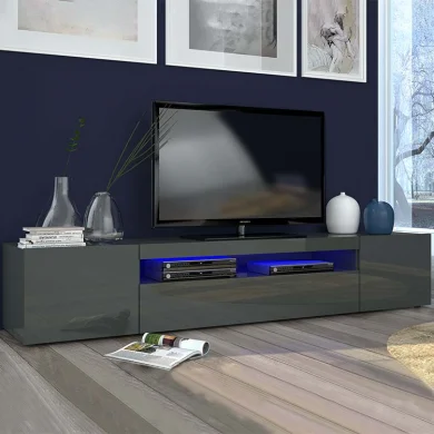 Mobile porta tv 200x37cm soggiorno antracite Light Big Gihome®
