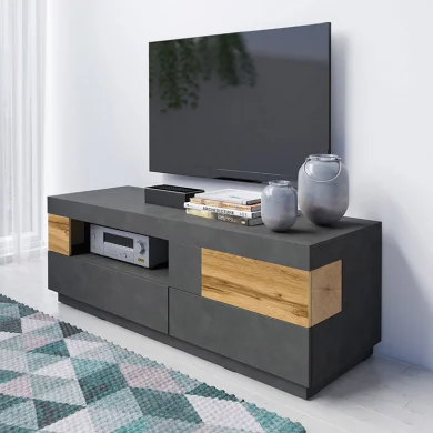 Mobile porta tv 2 cassetti 160x54cm antracite rovere Bahama