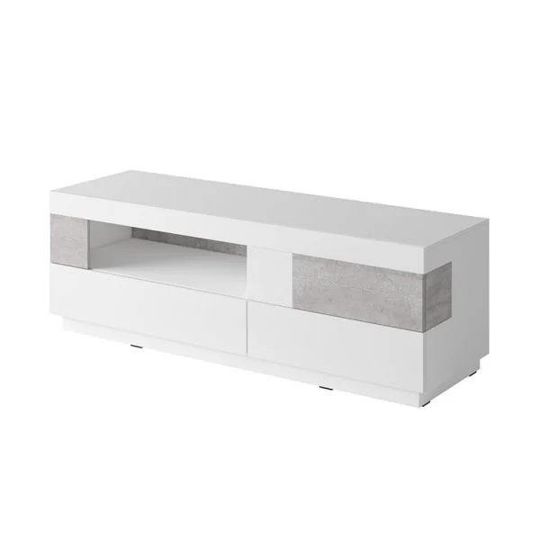 Mobile porta tv 160x54cm 2 cassetti bianco lucido cemento Bahama