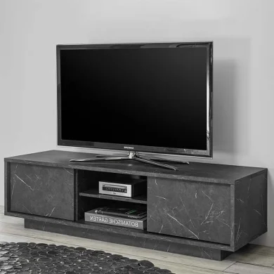 Mobile porta tv 139x44cm effetto marmo nero Viking