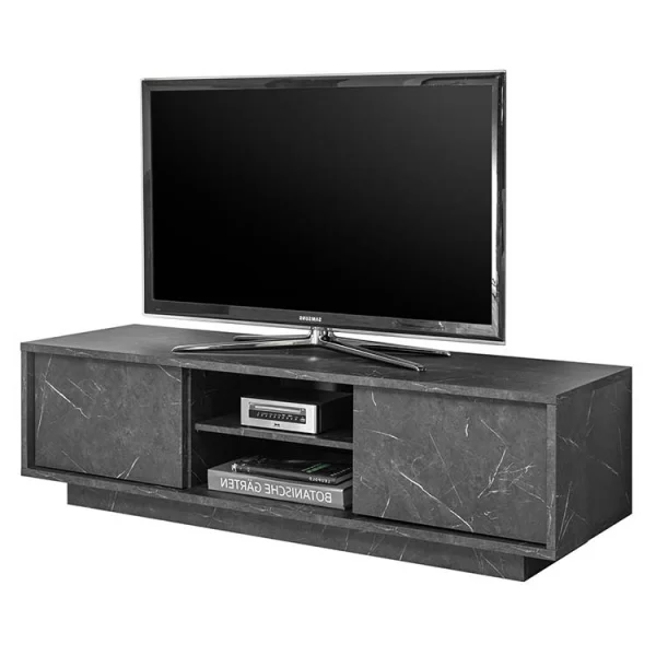 Mobile porta tv 139x44cm effetto marmo nero Viking