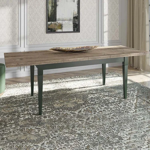 Tavolo 160/200/240cm allungabile moderno verde scuro quercia Texel