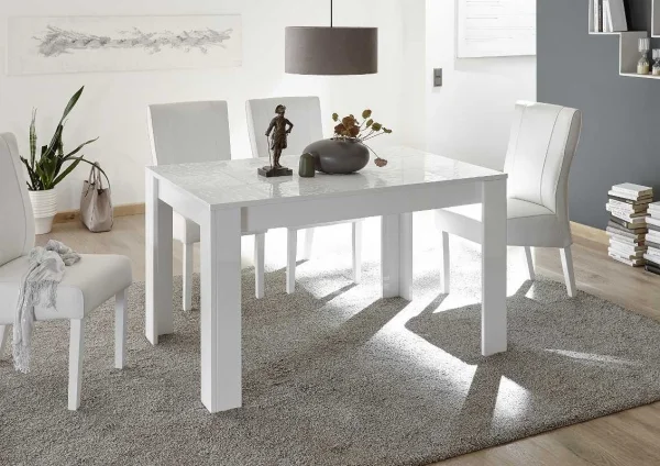 Tavolo da pranzo allungabile 180/228cm bianco laccato lucido Paradise