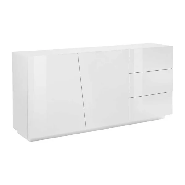 Credenza 180x86cm 2 ante 3 cassetti bianco lucido Candia Gihome®