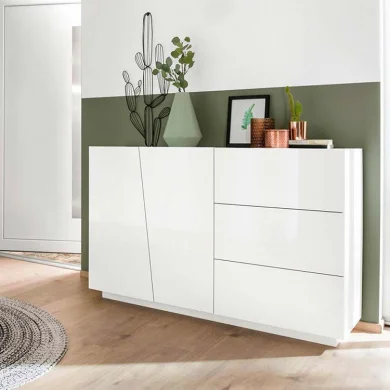 Credenza 2 ante 3 cassetti 140x86cm bianco lucido Candia 140 Gihome®