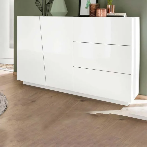 Credenza 2 ante 3 cassetti 140x86cm bianco lucido Candia 140 Gihome®