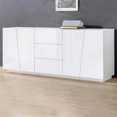 Credenza 220x86cm 4 ante 3 cassetti bianco lucido Candia Gihome®