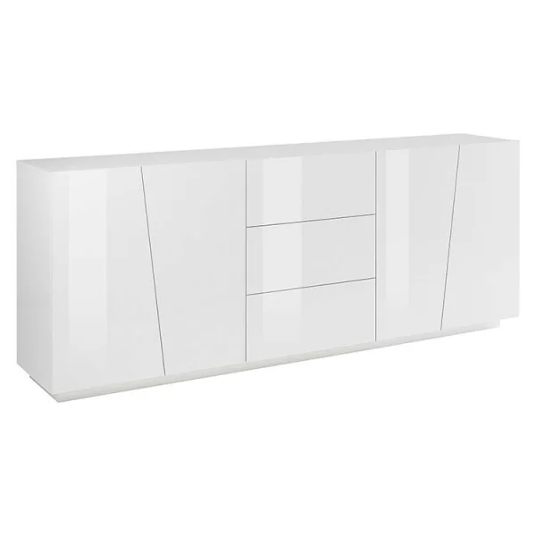 Credenza 220x86cm 4 ante 3 cassetti bianco lucido Candia Gihome®