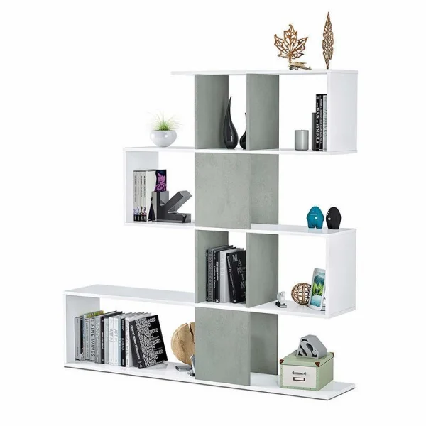 Libreria 145x145cm moderna bianco opaco cemento Domino