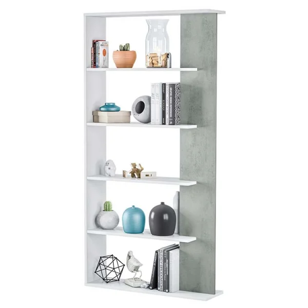 Libreria 90x180cm moderna bianco opaco cemento Agatha