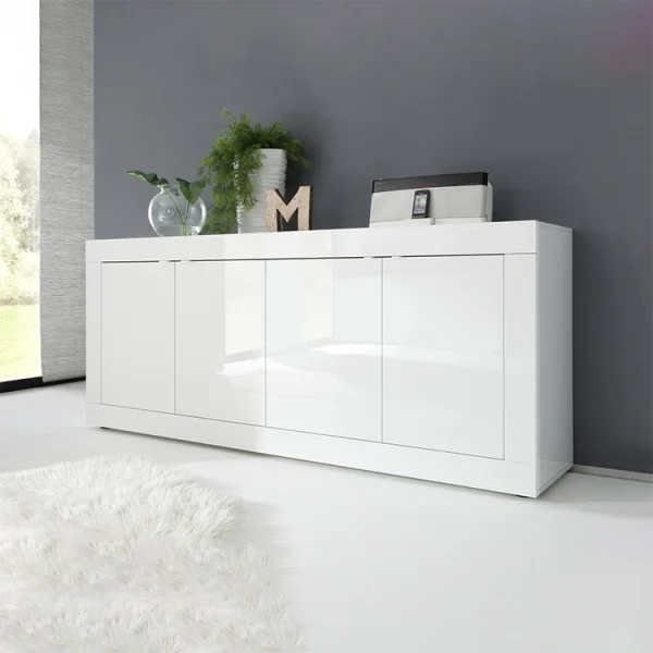 Madia 207x86cm soggiorno 4 ante bianco lucido Eternity