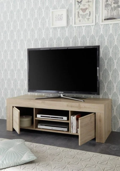 Mobile porta tv 2 ante 2 vani moderno 138x44cm rovere chiaro Halston