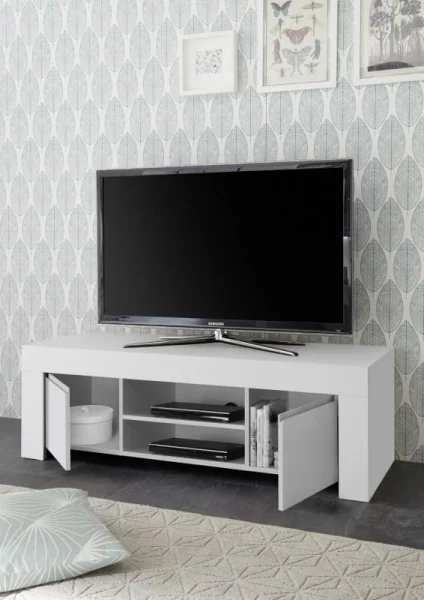 Mobile porta tv 2 ante soggiorno 138x44cm bianco opaco Halston