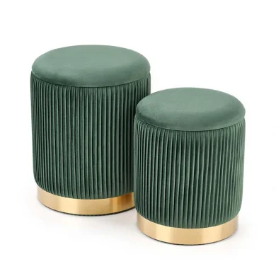 Set 2 pouf design da salotto contenitore in velluto verde Cubal