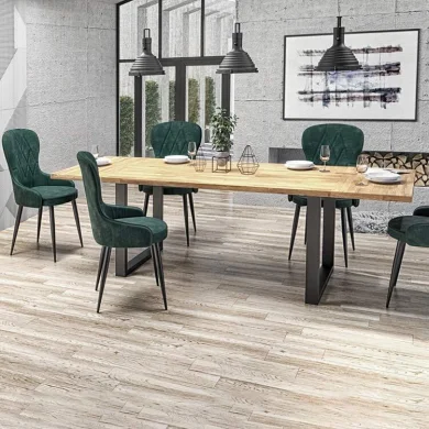 Tavolo da pranzo 140x85cm rovere massello acciaio nero Preston