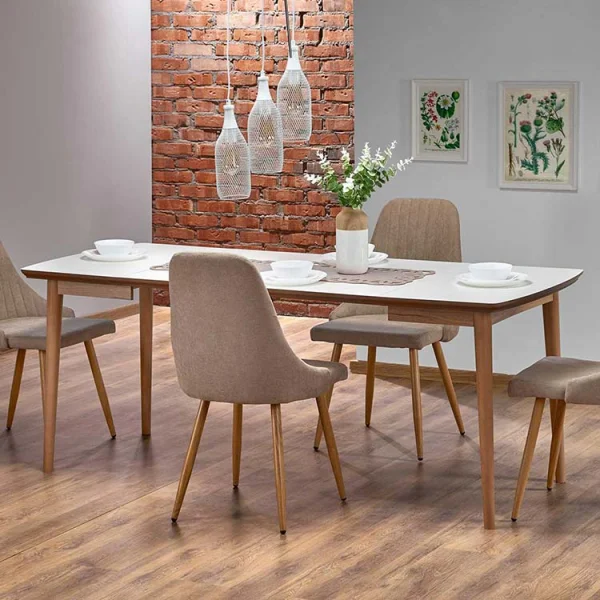 Tavolo da pranzo allungabile 90/190cm bianco opaco rovere Mostar