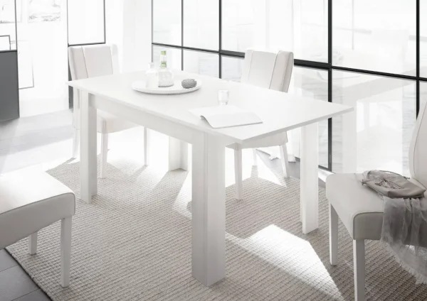 Tavolo da pranzo allungabile moderno 137/185cm bianco opaco Halston