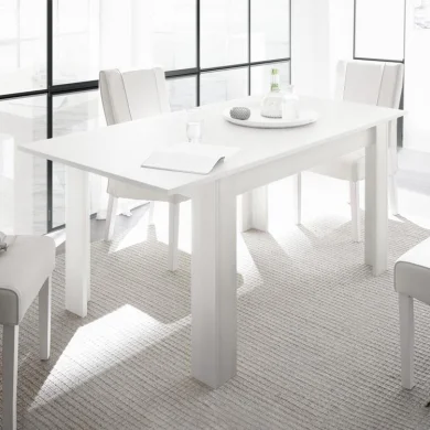 Tavolo 137/185cm da pranzo allungabile moderno bianco opaco Deluxe