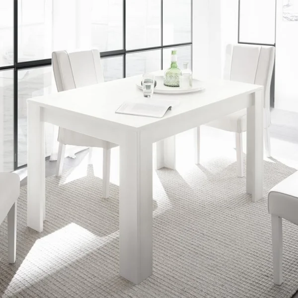 Tavolo 137/185cm da pranzo allungabile moderno bianco opaco Deluxe