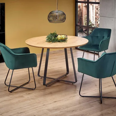 Tavolo da pranzo rotondo 120x120cm rovere miele nero Aloe Gihome®