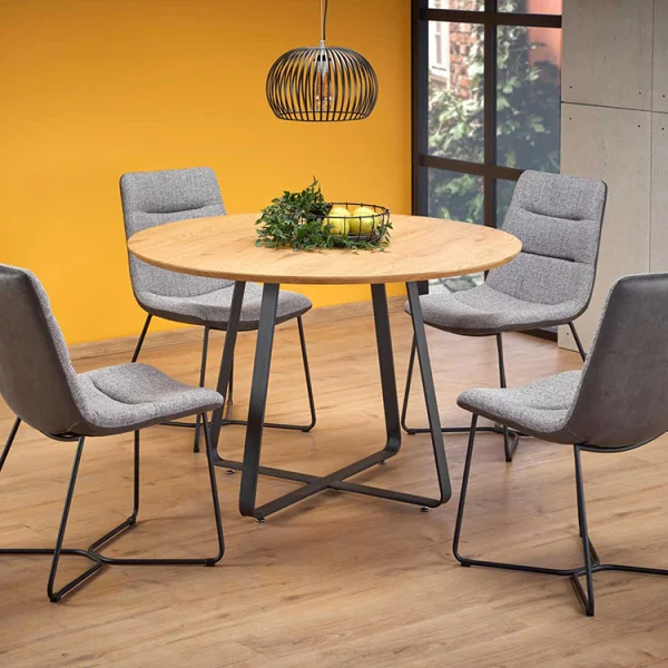 Tavolo da pranzo rotondo 120x120cm rovere miele nero Aloe Gihome®