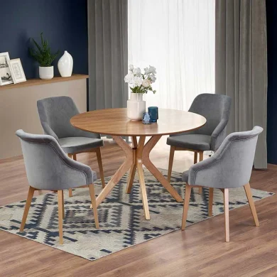 Tavolo da pranzo rotondo moderno 120x120cm rovere naturale Corinto