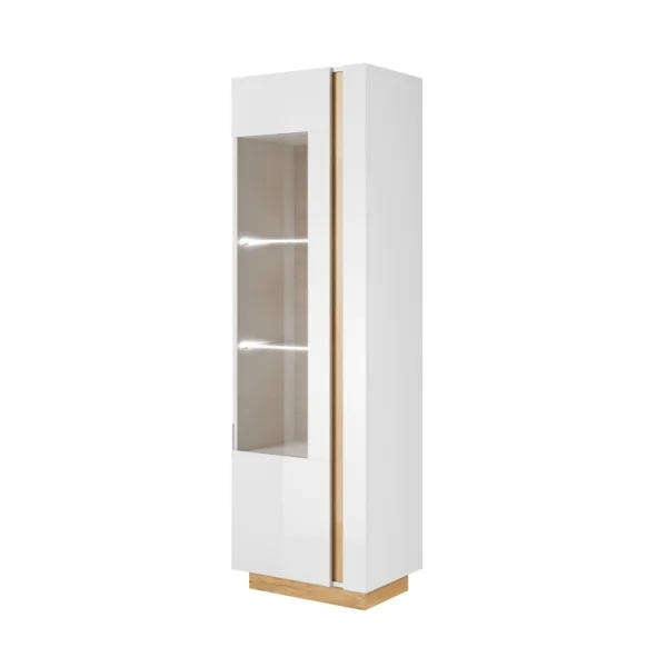 Vetrinetta 60x194cm soggiorno 1 anta bianco rovere Noa Gihome®