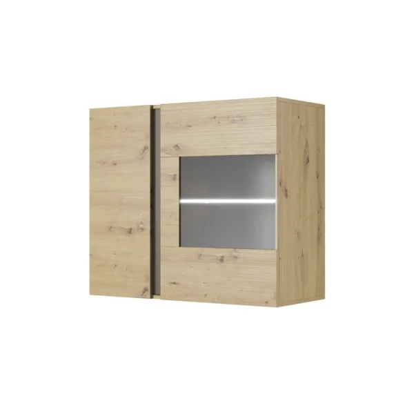 Vetrina 97x83cm soggiorno sospesa 2 ante rovere Noa Gihome®