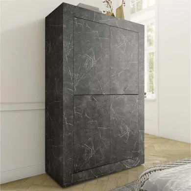 Credenza alta 102x162cm 4 ante effetto marmo nero Eternity