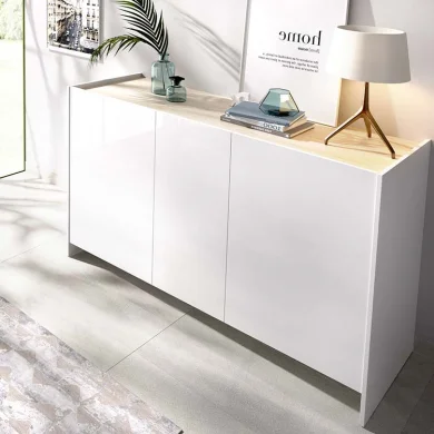 Credenza 138x42cm alta moderna soggiorno bianco opaco rovere Norton