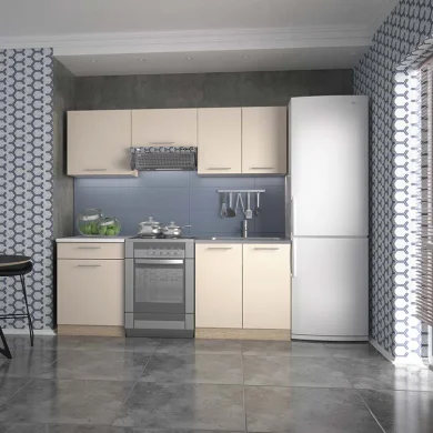 Cucina moderna 200cm lineare componibile beige rovere Matrix