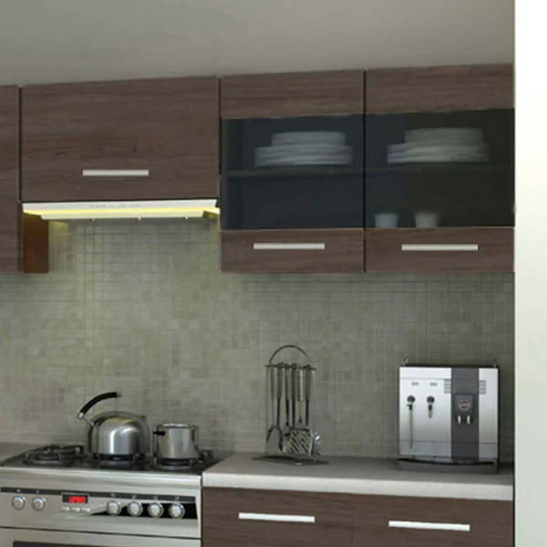 Cucina 260cm moderna componibile lineare rovere scuro Marika