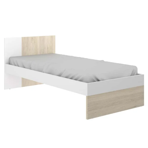 Letto singolo 90x190cm moderno rovere bianco Cairo