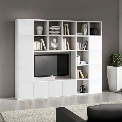 Libreria moderna componibile 261x218cm bianco frassinato Kubic 11