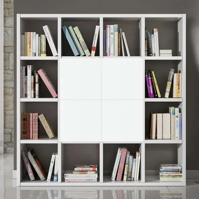 Libreria moderna componibile 175x175cm bianco frassinato Kubic 13