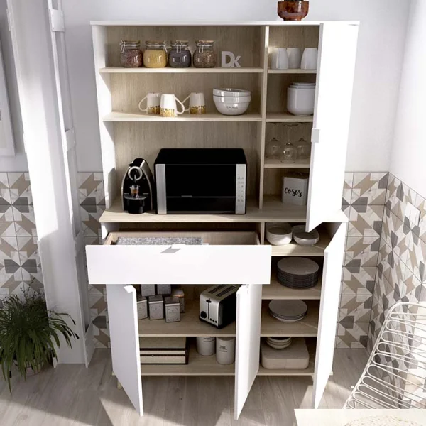 Mobile 120x191cm da cucina 4 ante 1 cassetto bianco rovere Penny