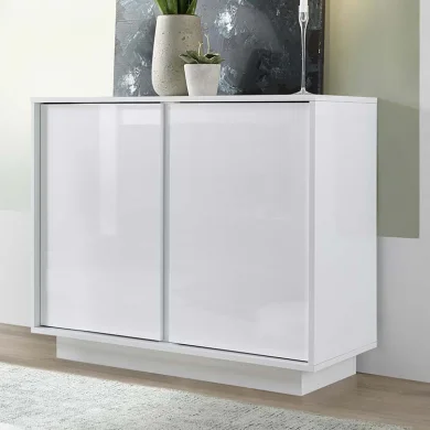 Credenza 92x79cm moderna 2 ante soggiorno bianco lucido Spirit