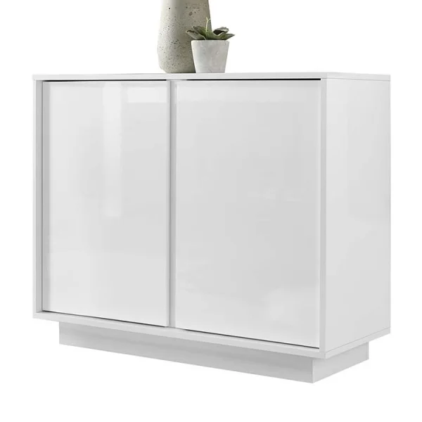 Credenza 92x79cm moderna 2 ante soggiorno bianco lucido Spirit