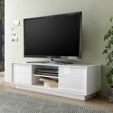 Mobile porta TV 139x44h cm 2 ante soggiorno bianco lucido Spirit