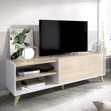 Mobile porta tv 155x47cm soggiorno rovere bianco Elmer