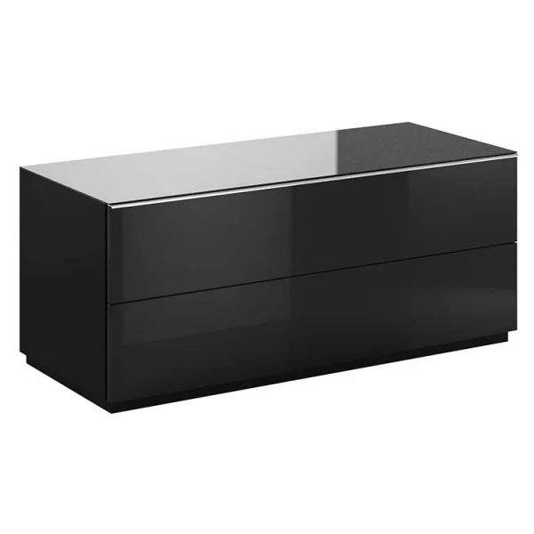 Cassettiera 120x50cm 2 cassetti nero opaco vetro Leila