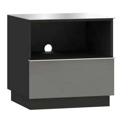 Comodino 1 cassetto 50x50cm nero opaco grigio vetro Leila