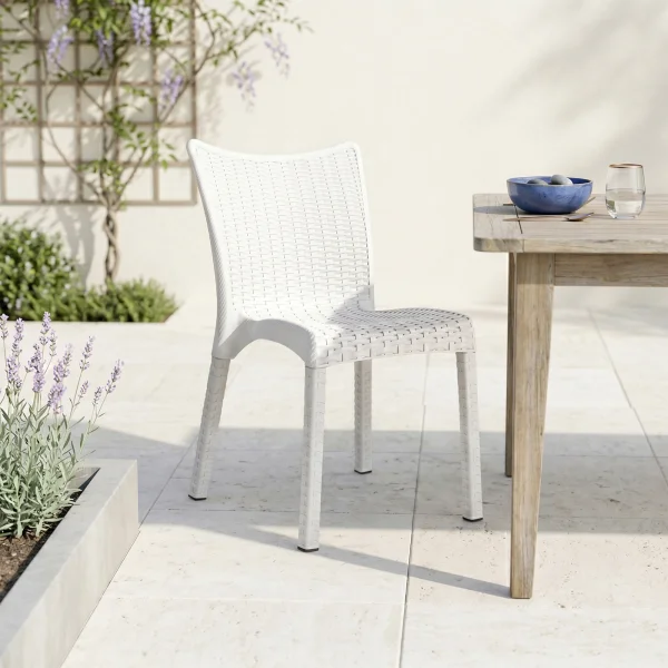 Sedia da Giardino Acapulco in Polyrattan Bianco CFW33469 Sedia da Giardino Acapulco in Polyrattan Bianco CFW33469