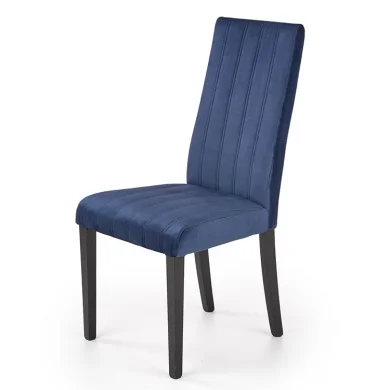 Sedia imbottita in velluto blu con gambe in legno nero Soledad