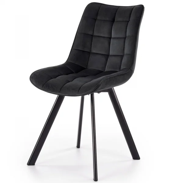 Sedia imbottita in velluto nero industrial Tessa