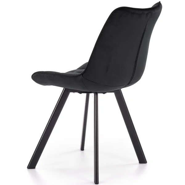 Sedia imbottita in velluto nero industrial Tessa