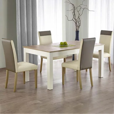 Tavolo 130/170x80cm da pranzo allungabile moderno bianco acciaio Gubbio