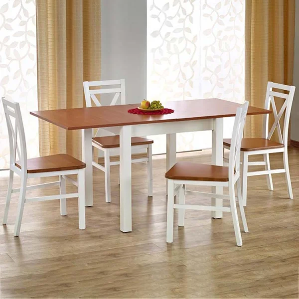 Tavolo da pranzo allungabile moderno 80/160cm noce bianco Akainu