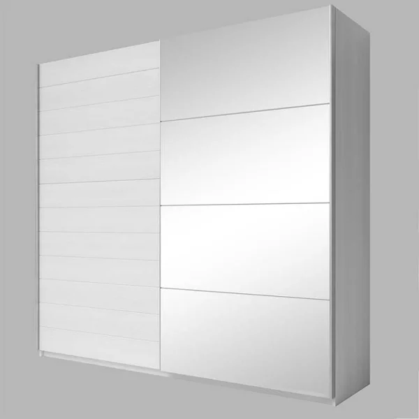 Armadio 200x210cm 2 ante scorrevoli con specchio bianco frassinato Cortina Gihome®